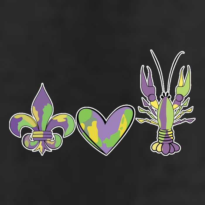 Mardi Gras Heart Crawfish Celebration 7 Panel Mesh Trucker Snapback Hat