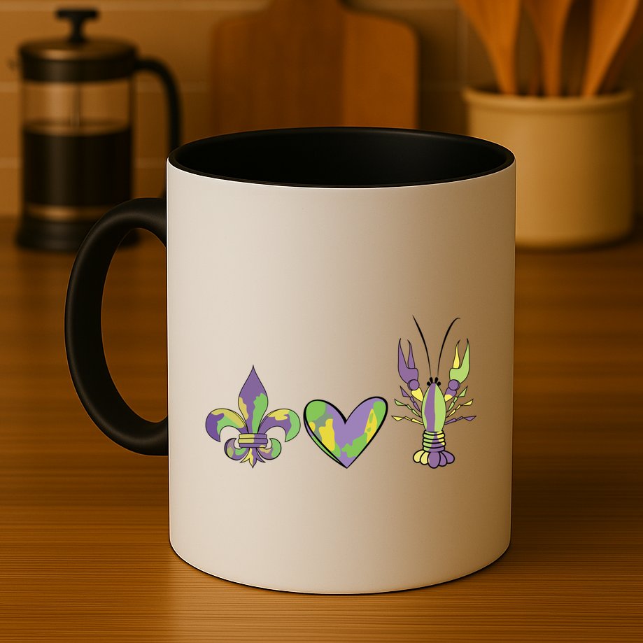 Mardi Gras Heart Crawfish Celebration Mug