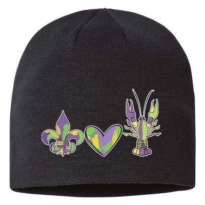 Mardi Gras Heart Crawfish Celebration Sustainable Beanie