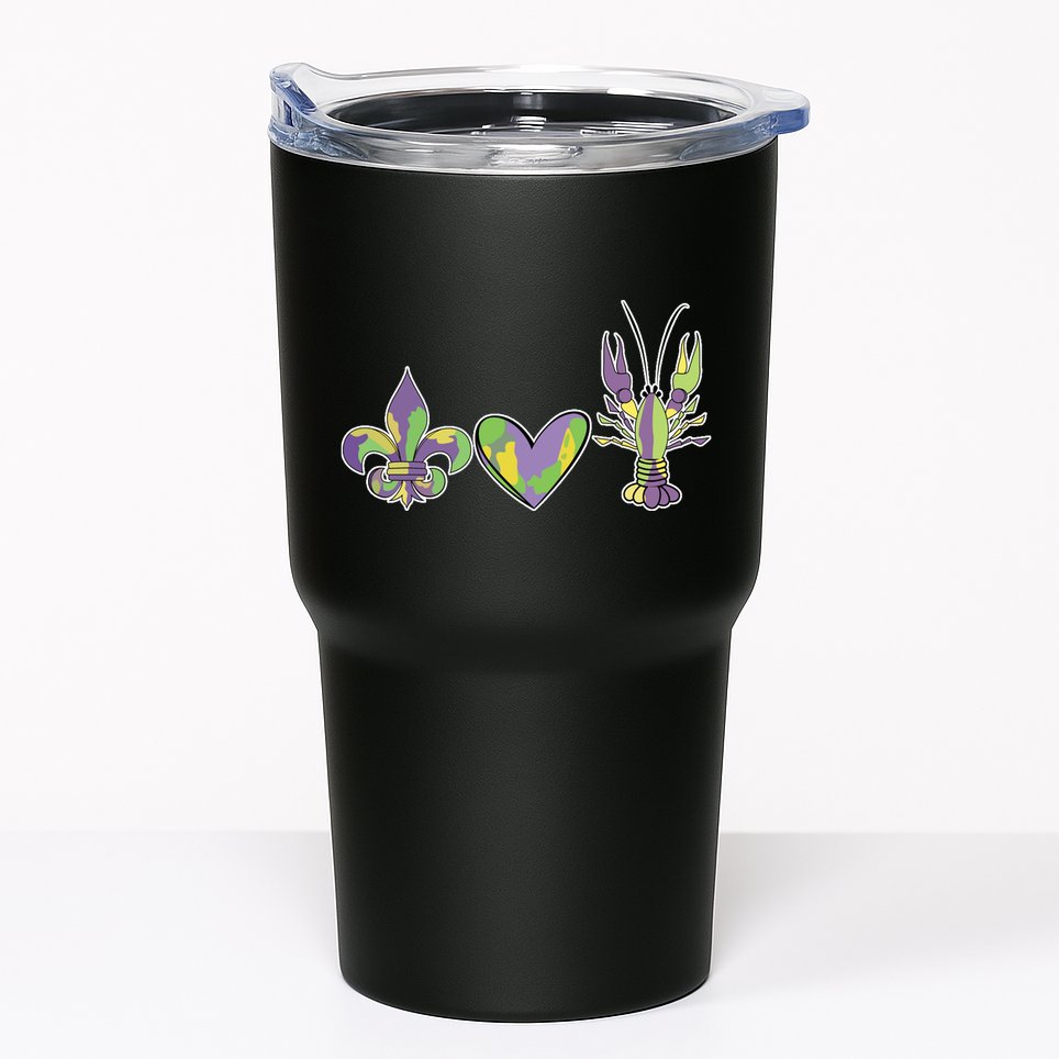 Mardi Gras Heart Crawfish Celebration Tumbler