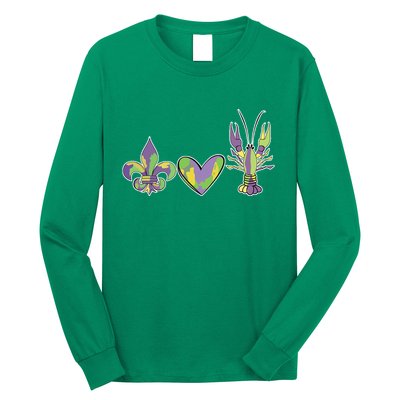 Mardi Gras Heart Crawfish Celebration Long Sleeve Shirt