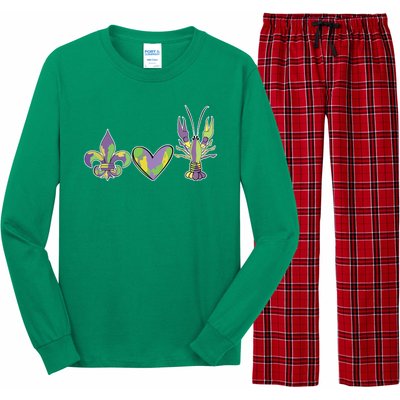 Mardi Gras Heart Crawfish Celebration Long Sleeve Pajama Set