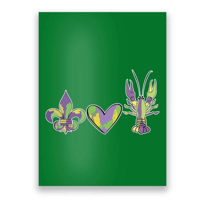 Mardi Gras Heart Crawfish Celebration Poster