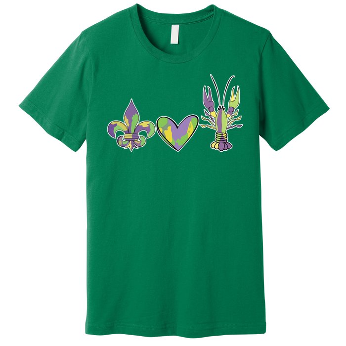 Mardi Gras Heart Crawfish Celebration Premium T-Shirt