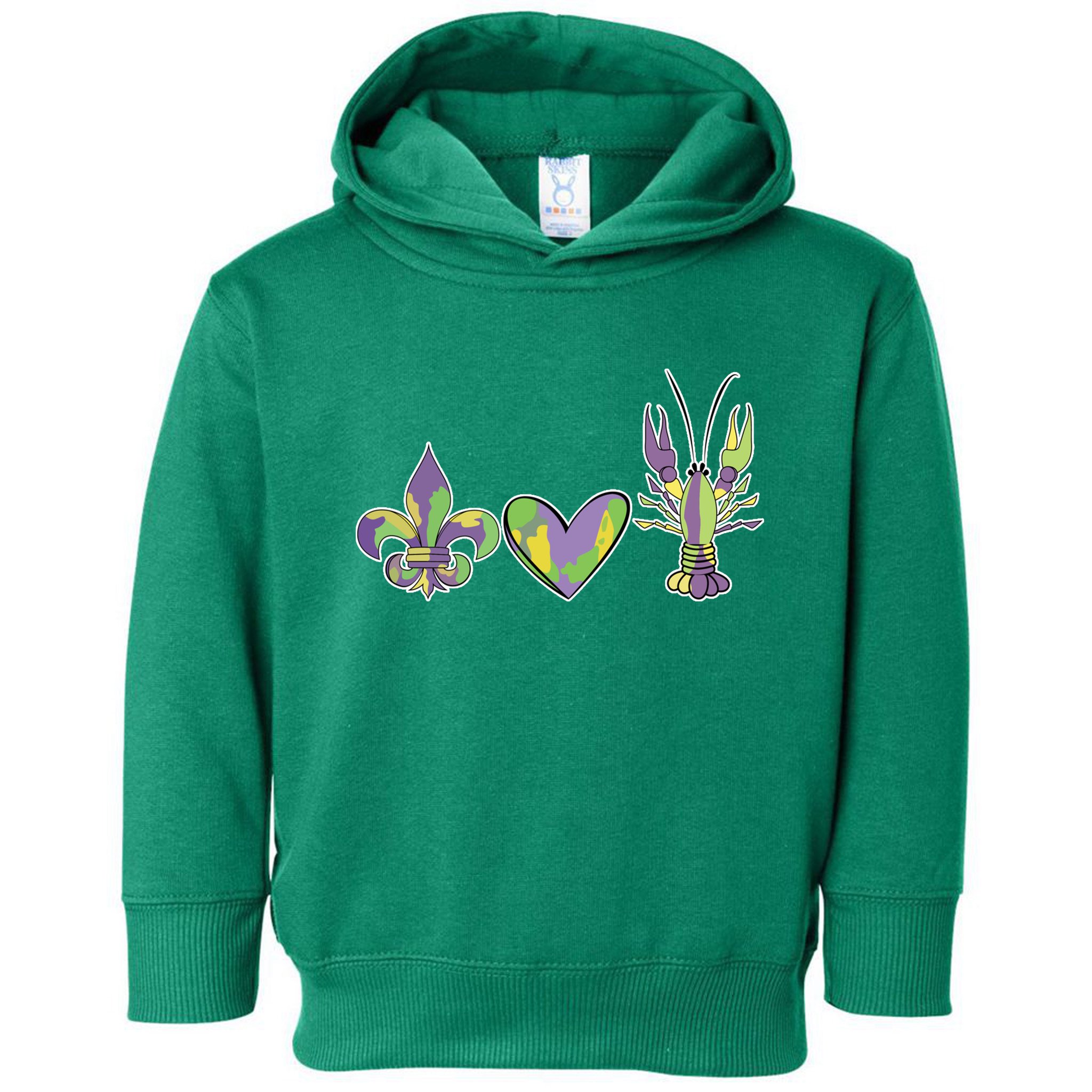 Mardi Gras Heart Crawfish Celebration Toddler Hoodie