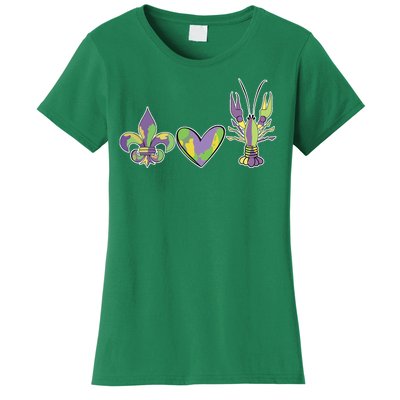 Mardi Gras Heart Crawfish Celebration Women's T-Shirt