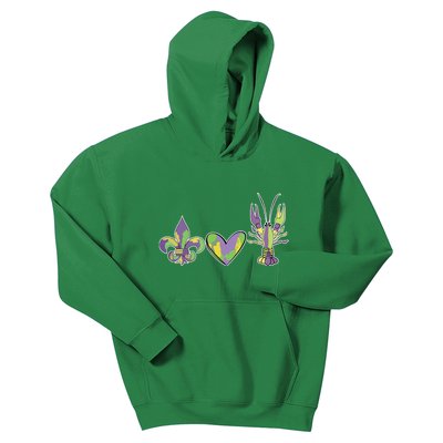 Mardi Gras Heart Crawfish Celebration Kids Hoodie