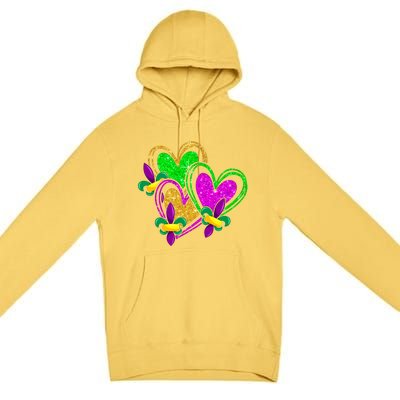 Mardi Gras Heart Glitter Print Fleurdelis Symbol Funny Premium Pullover Hoodie