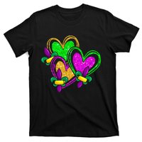 Mardi Gras Heart Glitter Print Fleurdelis Symbol Funny T-Shirt