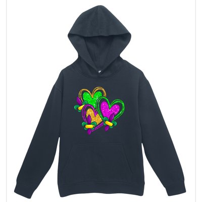 Mardi Gras Heart Glitter Print Fleurdelis Symbol Funny Urban Pullover Hoodie