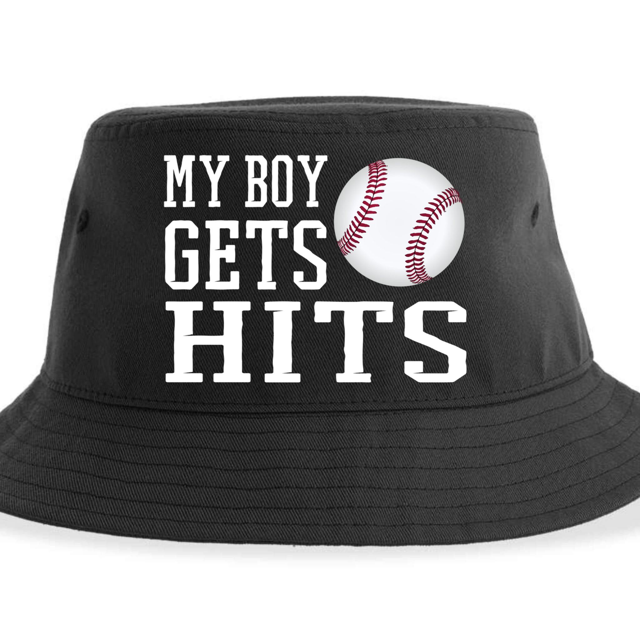 My Gets Hits Proud Baseball Dad Proud Baseball Mom Cute Gift Sustainable Bucket Hat