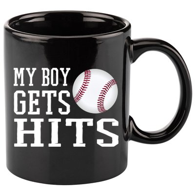 My Gets Hits Proud Baseball Dad Proud Baseball Mom Cute Gift 11oz C Handle Ceramic Mug