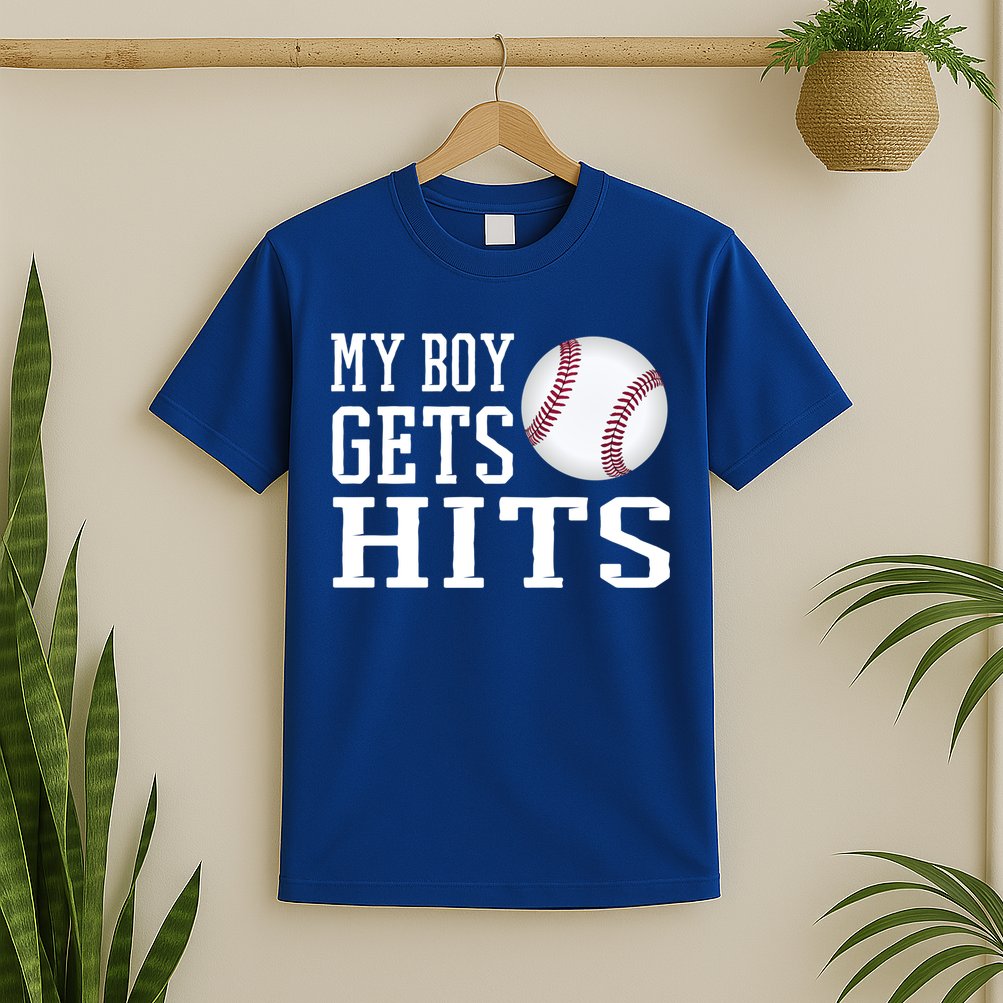 My Gets Hits Proud Baseball Dad Proud Baseball Mom Cute Gift T-Shirt