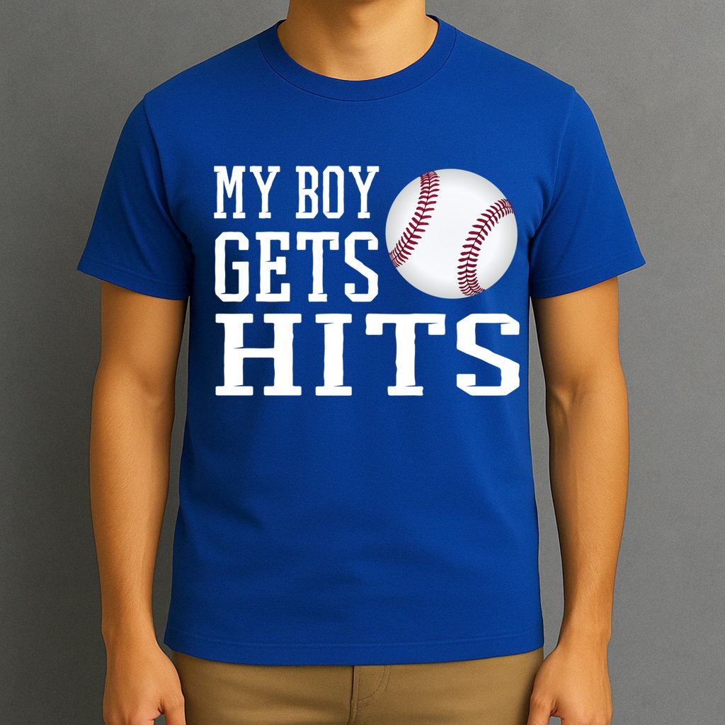 My Gets Hits Proud Baseball Dad Proud Baseball Mom Cute Gift T-Shirt