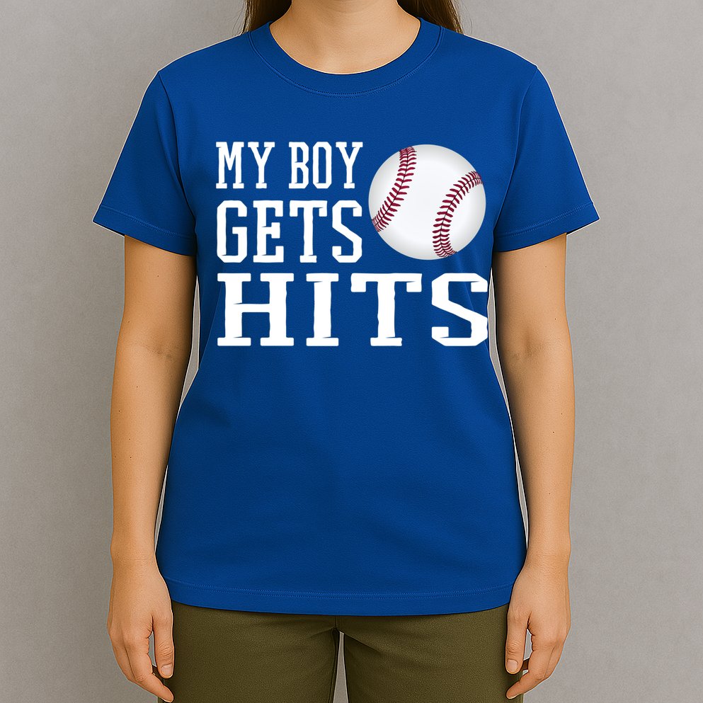 My Gets Hits Proud Baseball Dad Proud Baseball Mom Cute Gift T-Shirt
