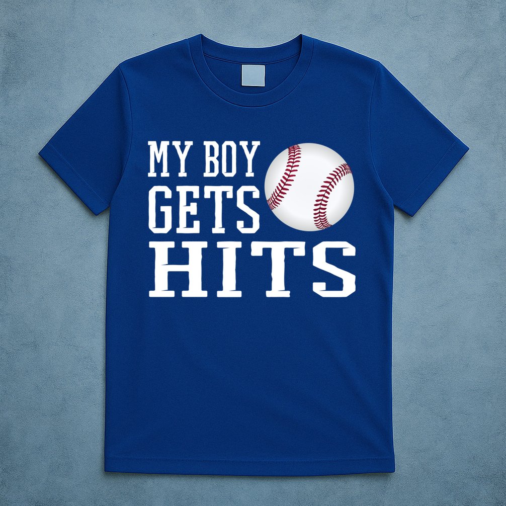 My Gets Hits Proud Baseball Dad Proud Baseball Mom Cute Gift T-Shirt