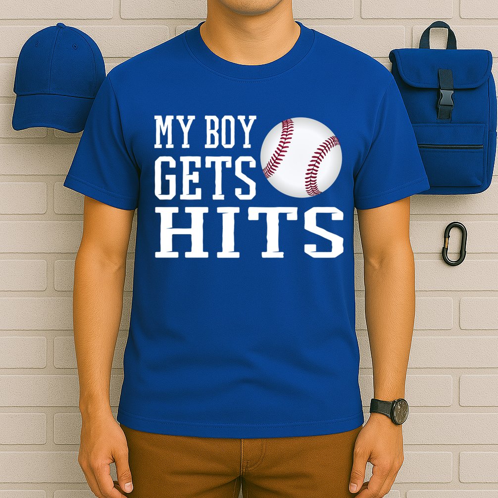 My Gets Hits Proud Baseball Dad Proud Baseball Mom Cute Gift T-Shirt