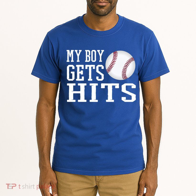 My Gets Hits Proud Baseball Dad Proud Baseball Mom Cute Gift Tall T-Shirt