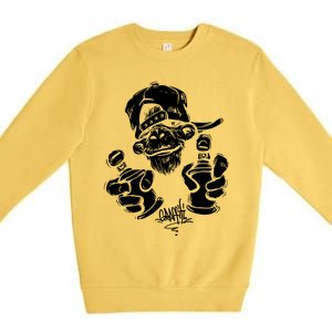 Monkey Graffiti Hip Hop Rap Music Ape Graphic Premium Crewneck Sweatshirt