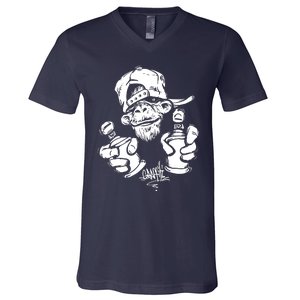 Monkey Graffiti Hip Hop Rap Music Ape Graphic V-Neck T-Shirt