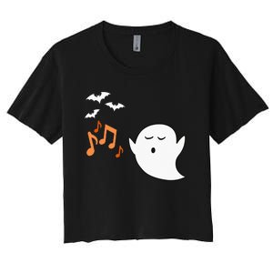 Music Ghost Halloween Women's Crop Top Tee