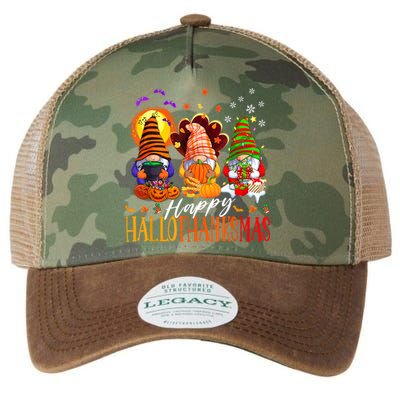 My Gnomies Happy Hallothanksmas Cute Gnomes Family Garden Legacy Tie Dye Trucker Hat