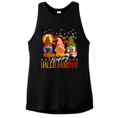 My Gnomies Happy Hallothanksmas Cute Gnomes Family Garden Ladies PosiCharge Tri-Blend Wicking Tank