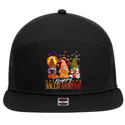 My Gnomies Happy Hallothanksmas Cute Gnomes Family Garden 7 Panel Mesh Trucker Snapback Hat