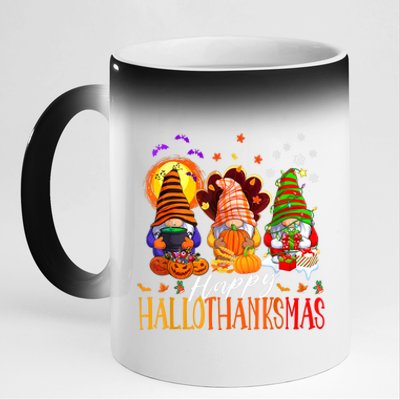 My Gnomies Happy Hallothanksmas Cute Gnomes Family Garden 11oz Black Color Changing Mug