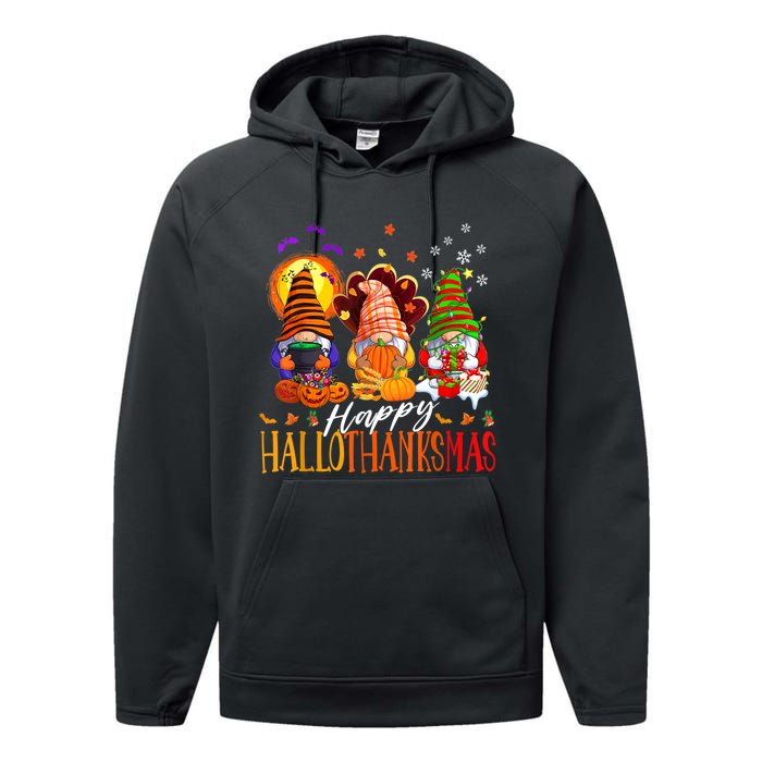 My Gnomies Happy Hallothanksmas Cute Gnomes Family Garden Performance Fleece Hoodie