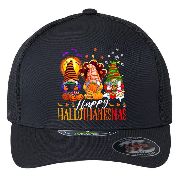 My Gnomies Happy Hallothanksmas Cute Gnomes Family Garden Flexfit Unipanel Trucker Cap