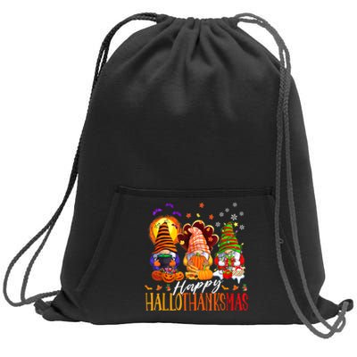 My Gnomies Happy Hallothanksmas Cute Gnomes Family Garden Sweatshirt Cinch Pack Bag