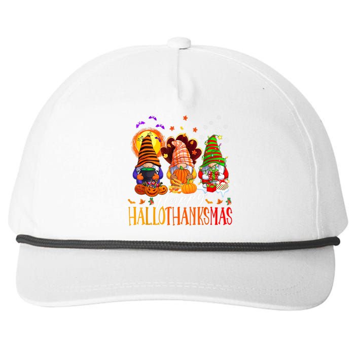 My Gnomies Happy Hallothanksmas Cute Gnomes Family Garden Snapback Five-Panel Rope Hat