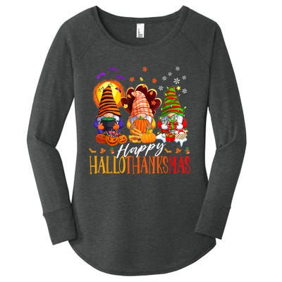 My Gnomies Happy Hallothanksmas Cute Gnomes Family Garden Women's Perfect Tri Tunic Long Sleeve Shirt