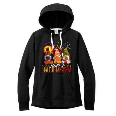 My Gnomies Happy Hallothanksmas Cute Gnomes Family Garden Women's Fleece Hoodie