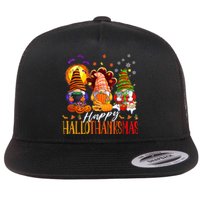 My Gnomies Happy Hallothanksmas Cute Gnomes Family Garden Flat Bill Trucker Hat