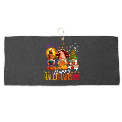 My Gnomies Happy Hallothanksmas Cute Gnomes Family Garden Large Microfiber Waffle Golf Towel