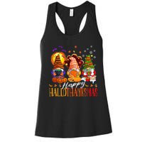 My Gnomies Happy Hallothanksmas Cute Gnomes Family Garden Women's Racerback Tank