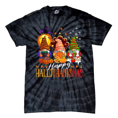 My Gnomies Happy Hallothanksmas Cute Gnomes Family Garden Tie-Dye T-Shirt