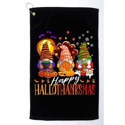 My Gnomies Happy Hallothanksmas Cute Gnomes Family Garden Platinum Collection Golf Towel