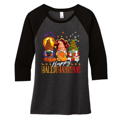 My Gnomies Happy Hallothanksmas Cute Gnomes Family Garden Women's Tri-Blend 3/4-Sleeve Raglan Shirt