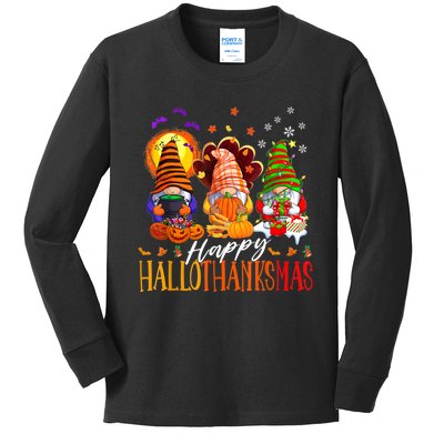 My Gnomies Happy Hallothanksmas Cute Gnomes Family Garden Kids Long Sleeve Shirt