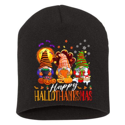 My Gnomies Happy Hallothanksmas Cute Gnomes Family Garden Short Acrylic Beanie