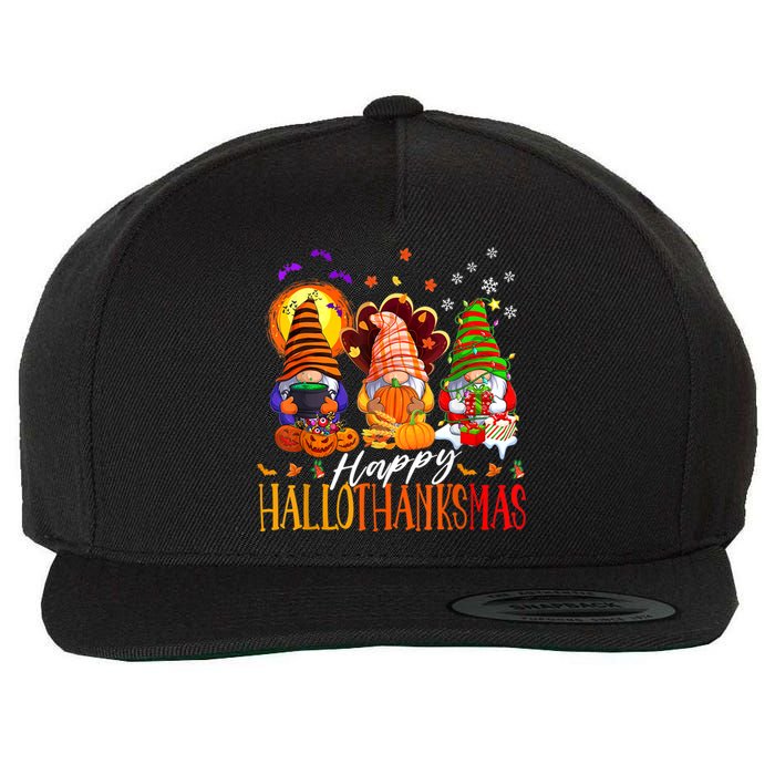 My Gnomies Happy Hallothanksmas Cute Gnomes Family Garden Wool Snapback Cap