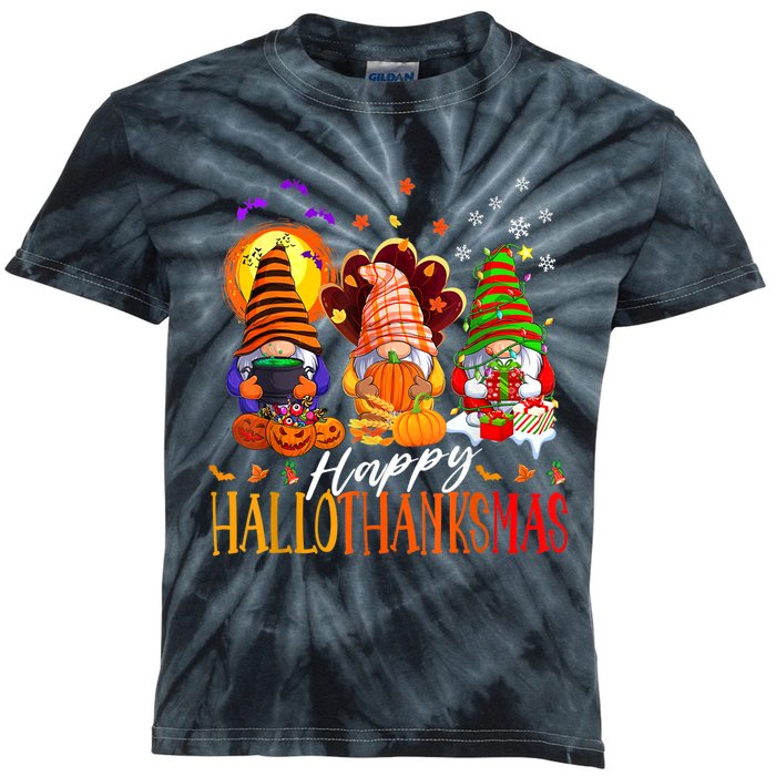 My Gnomies Happy Hallothanksmas Cute Gnomes Family Garden Kids Tie-Dye T-Shirt