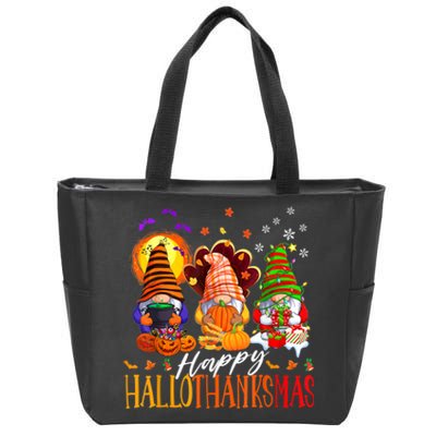 My Gnomies Happy Hallothanksmas Cute Gnomes Family Garden Zip Tote Bag