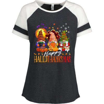 My Gnomies Happy Hallothanksmas Cute Gnomes Family Garden Enza Ladies Jersey Colorblock Tee