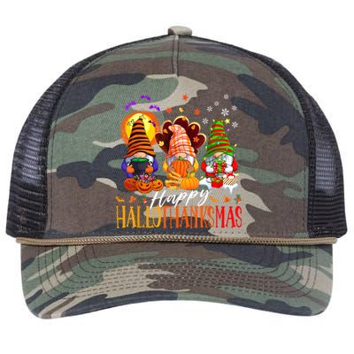 My Gnomies Happy Hallothanksmas Cute Gnomes Family Garden Retro Rope Trucker Hat Cap