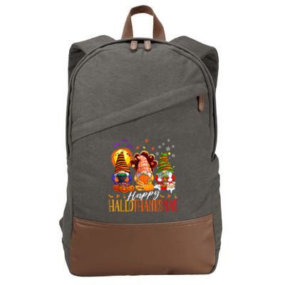 My Gnomies Happy Hallothanksmas Cute Gnomes Family Garden Cotton Canvas Backpack