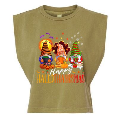 My Gnomies Happy Hallothanksmas Cute Gnomes Family Garden Garment-Dyed Women's Muscle Tee